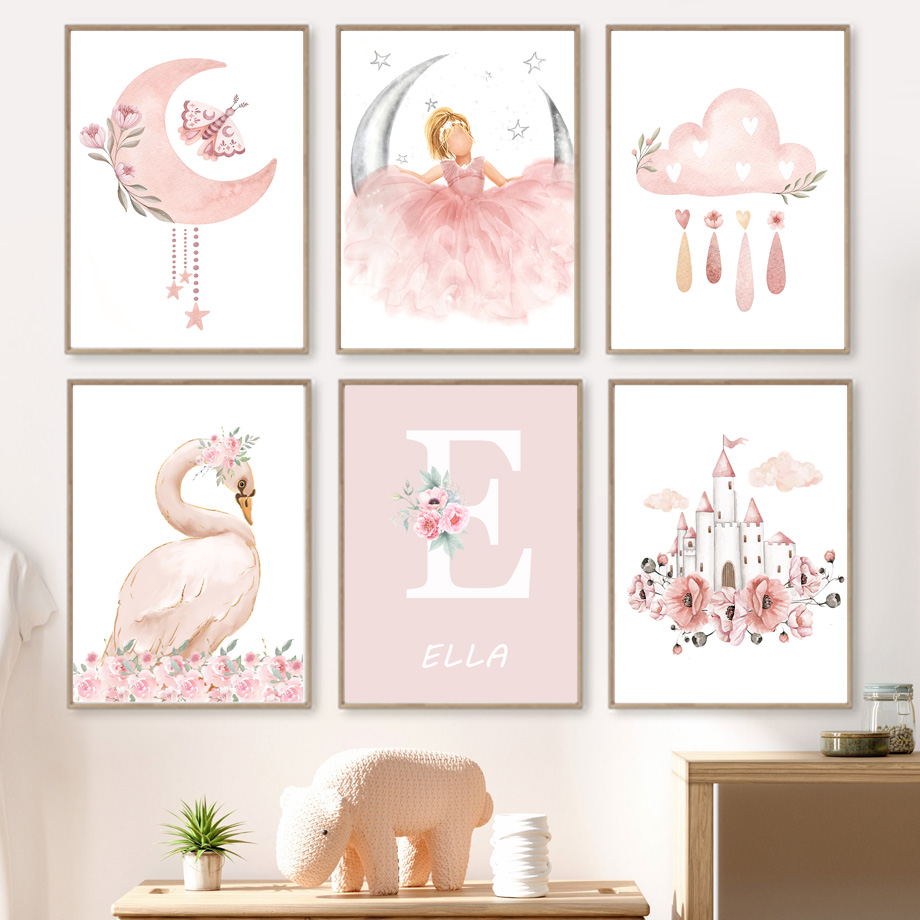Lukisan Kanvas Pembibitan Seni - Baby Nursery Decor Girl ulasan dan harga