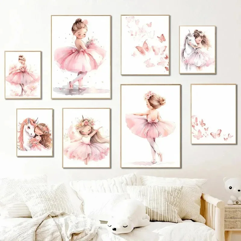 Poster Kupu-kupu Unicorn Gadis - Baby Nursery Frames ulasan dan harga