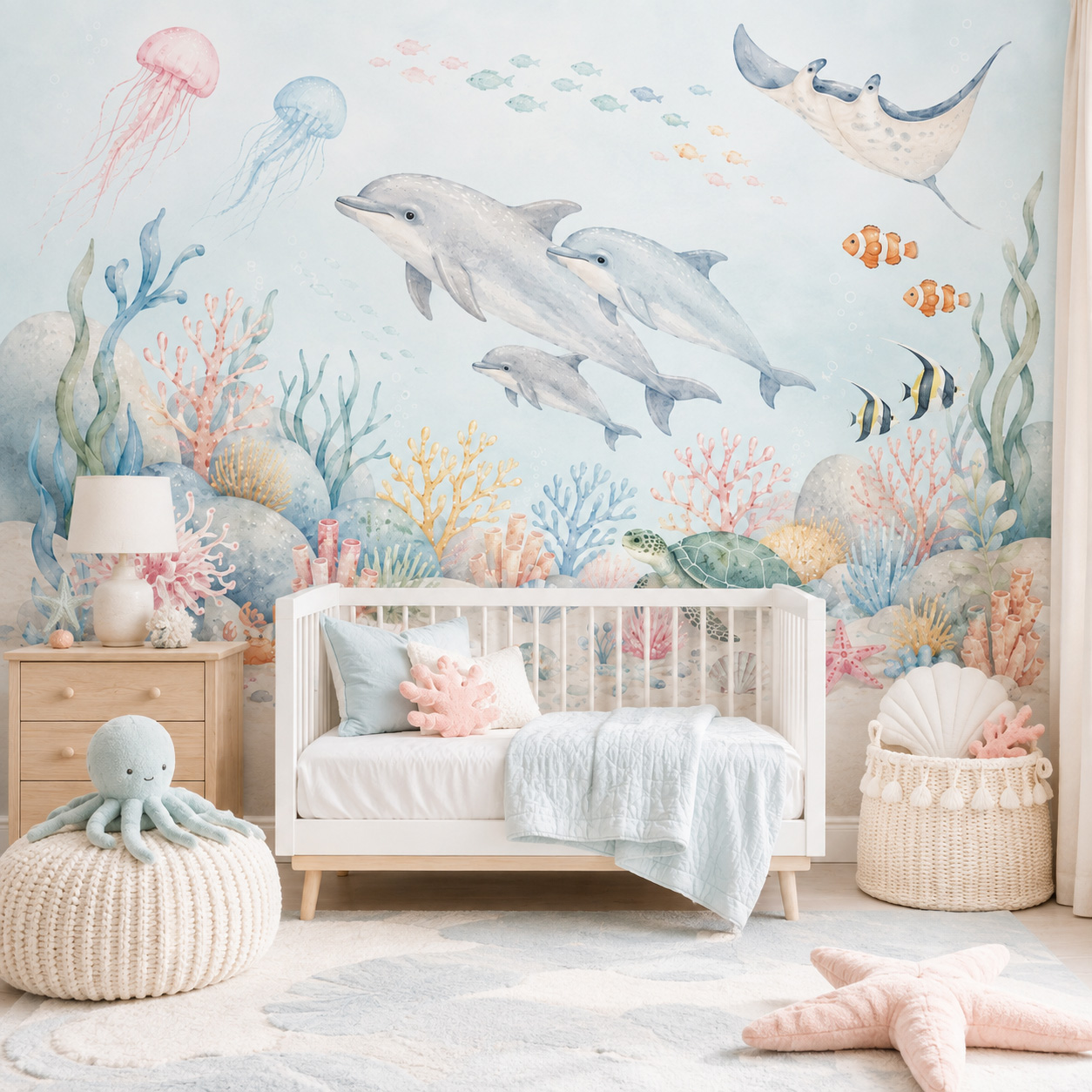 Wallpaper Hewan Laut Bawah Air - Baby Nursery Peel And Stick Wallpaper ulasan dan harga