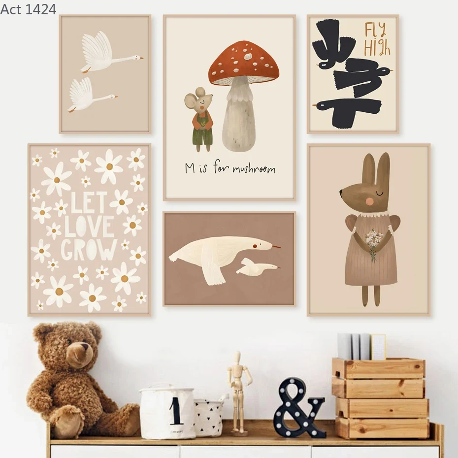 Poster Kartun Kelinci, Tikus,  - Baby Nursery Frames ulasan dan harga